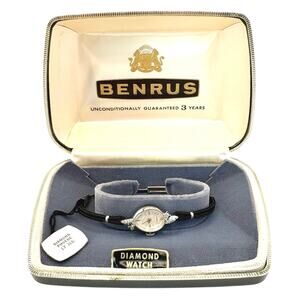 Vintage Benrus Watch - 10K GPB, Genuine Diamonds, 17 Jewels, Box & Tags